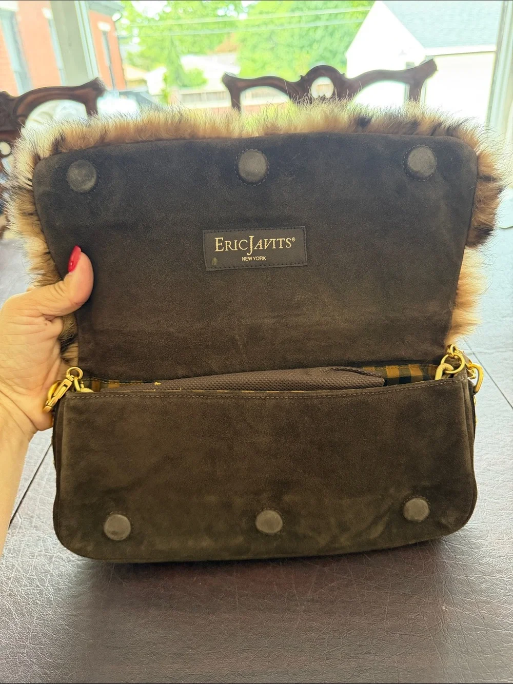 Eric Javits Leopard Print Faux Fur Clutch in Brown and Black NWOT